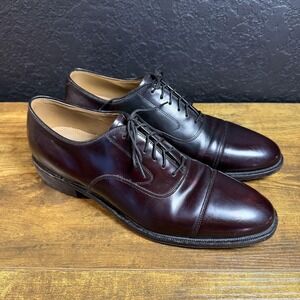 Johnston & Murphy Shoes Mens Size 9.5 Burgundy Cap Toe Oxford Leather Dress